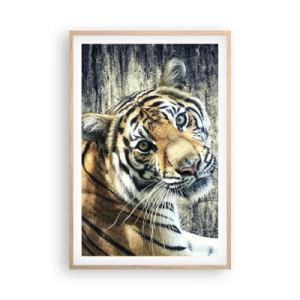 Poster in cornice rovere chiaro - Ritratto nei flussi di luce - 61x91 cm