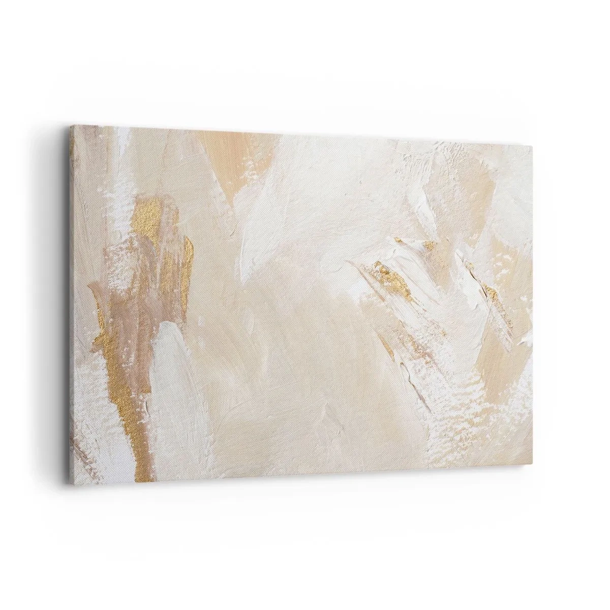 Quadro su tela - Stampe su Tela - Delicati toni astratti nelle tonalità del beige e dell'oro - 120x80cm - Composizione pastello - Decorazione murale moderna per soggiorno e camera da letto ARTTOR