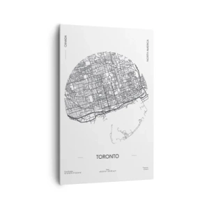 Quadro su tela - Stampe su Tela - Una mappa di Toronto in stile minimalista in bianco e nero - 80x120cm - Anatomia di Toronto - Decorazione murale moderna per soggiorno e camera da letto ARTTOR