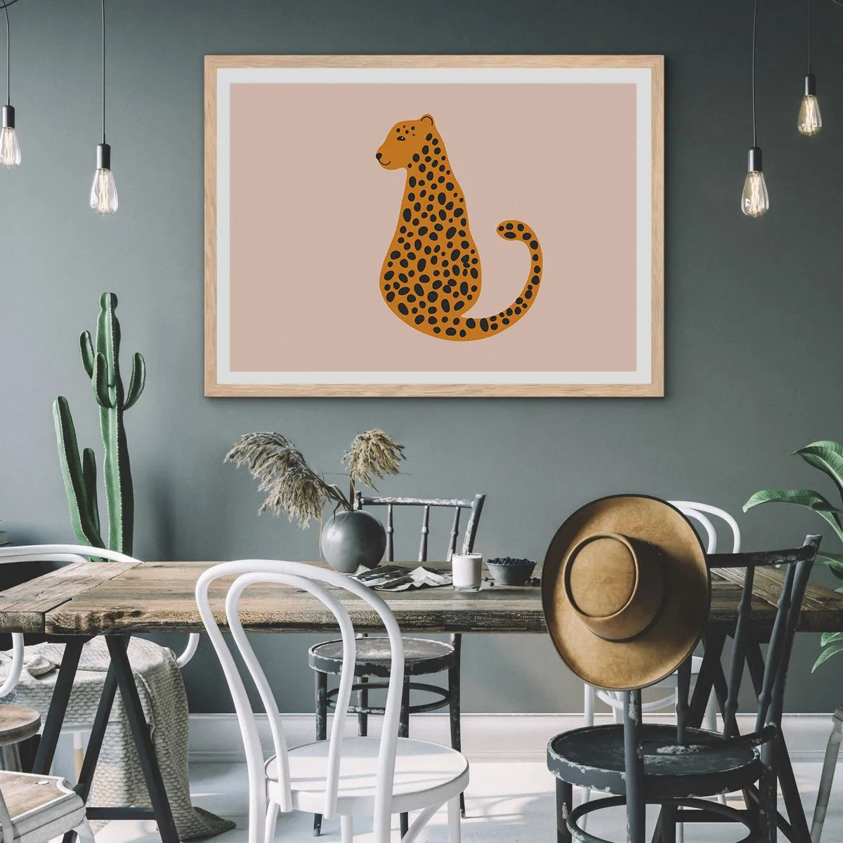 Poster in cornice rovere chiaro - Il leopardo è un motivo di moda - 40x30 cm