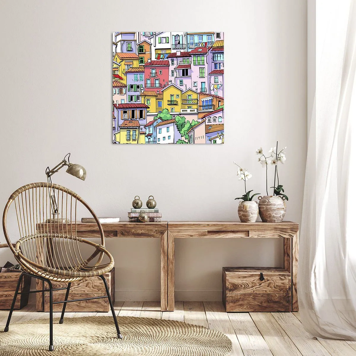 Quadro su tela - Stampe su Tela - Città allegra - 30x30 cm