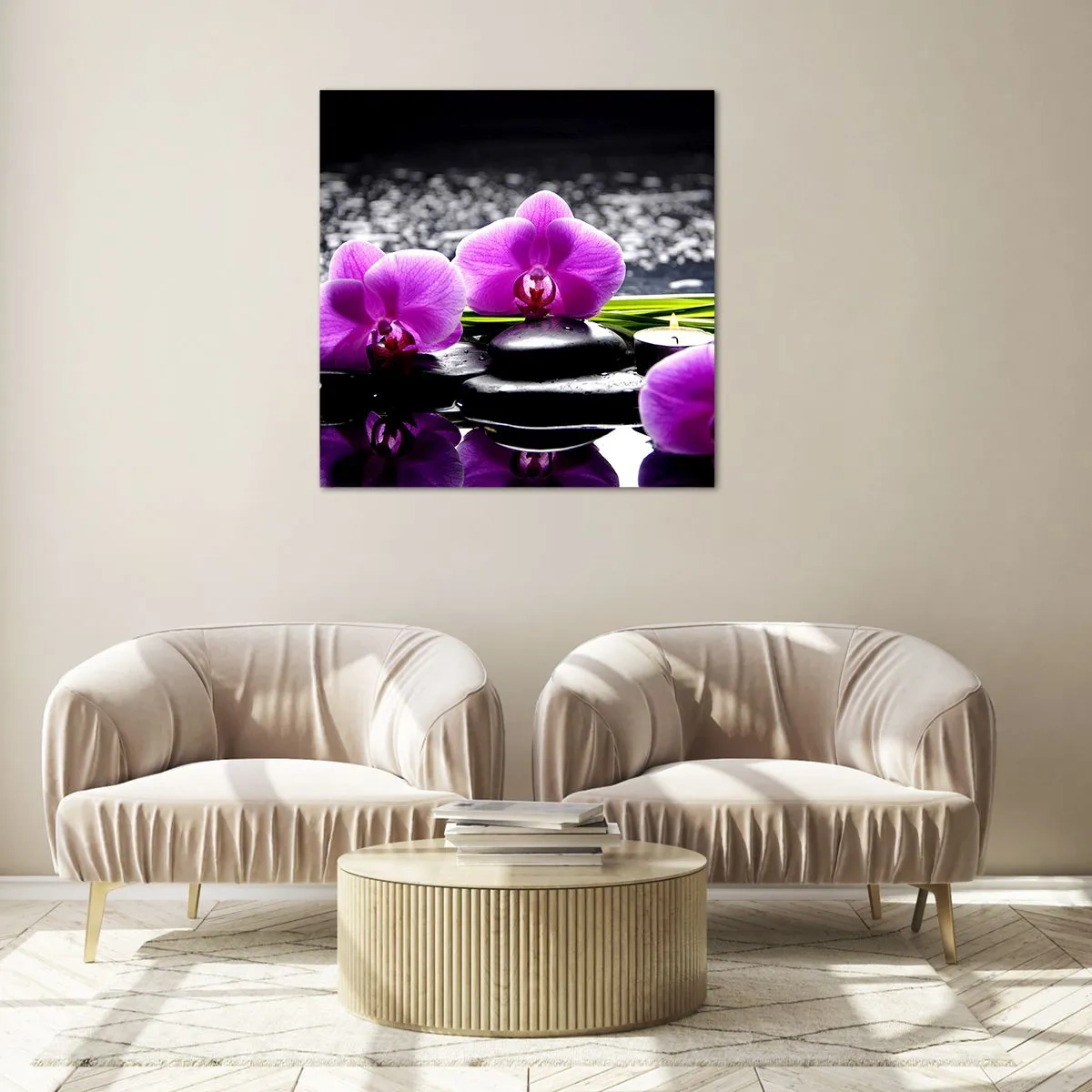 Quadro su vetro - Annegare nel silenzio e nella pace - 70x70 cm