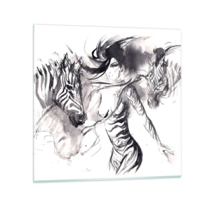 Quadro su vetro - Ballando con le zebre - 40x40 cm