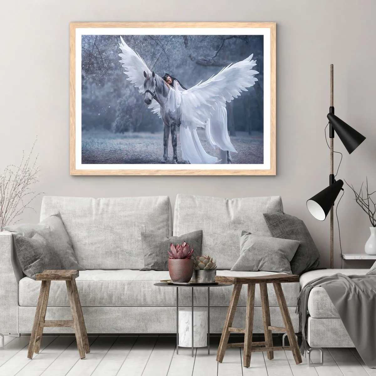 Poster in cornice rovere chiaro - Momento ispirato - 70x50 cm