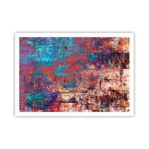 Poster - Una composizione astratta con un mix di colori intensi. - 100x70cm - Memoria e dimenticanza - Decorazione murale moderna per soggiorno e camera da letto ARTTOR