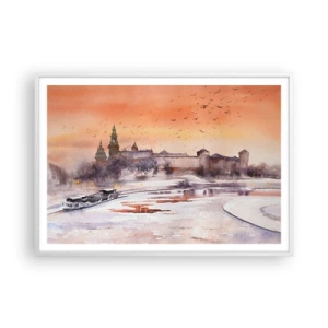 Poster in cornice bianca - Tramonto reale - 100x70 cm