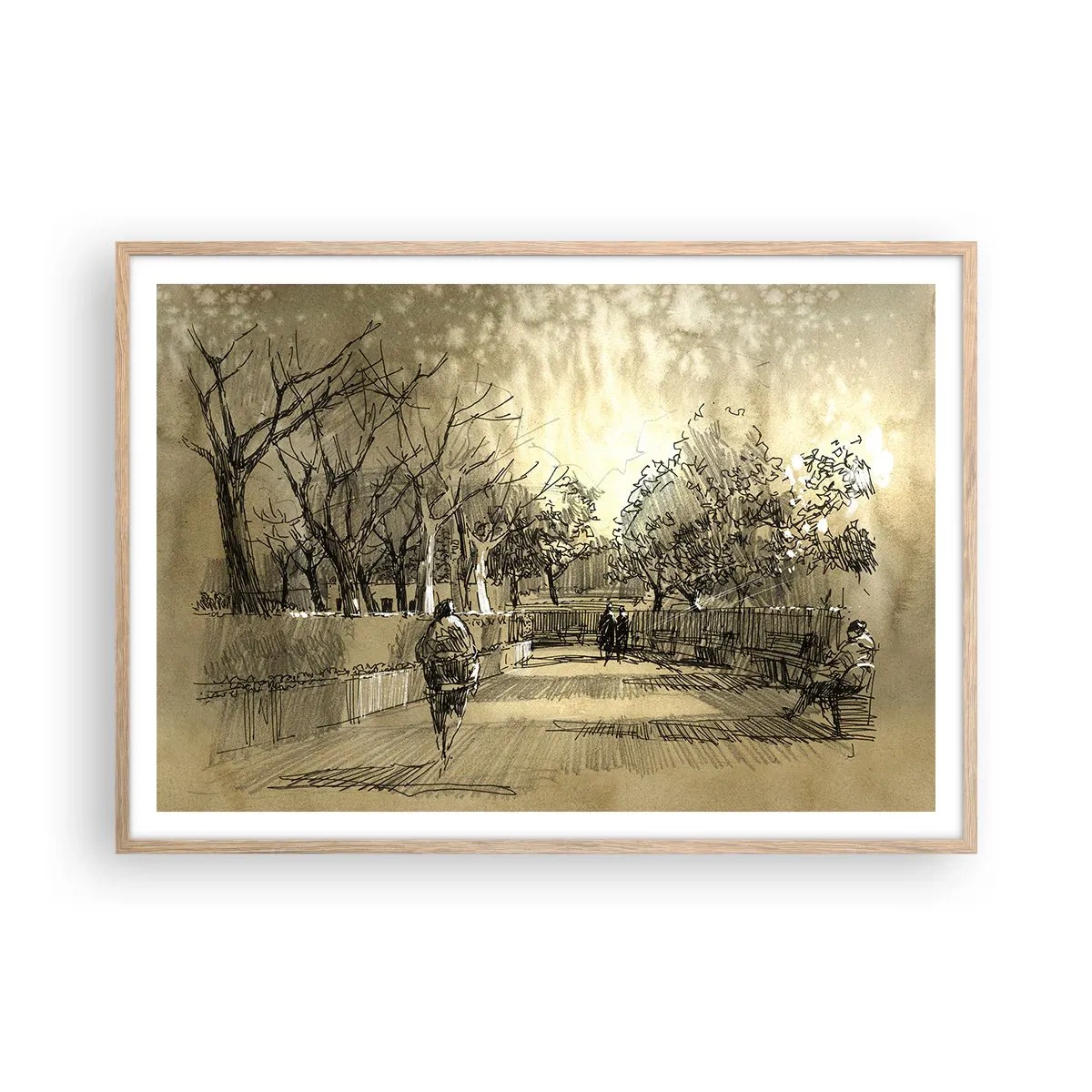 Poster in cornice rovere chiaro - Attimo fermato con la penna - 100x70 cm