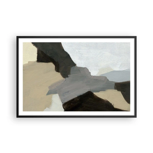 Poster in cornice nera - Astrazione: il crocevia del grigio - 91x61 cm
