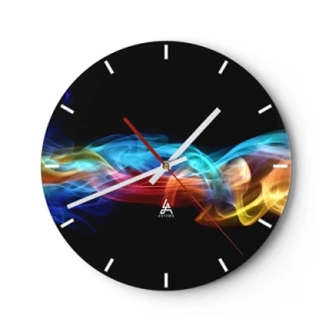 Orologio da parete - Orologio in Vetro - Strisce di luce colorate su uno sfondo nero - 30x30cm - La danza arcobaleno delle nebbie - Decorazione murale moderna per soggiorno, cucina e camera da letto ARTTOR