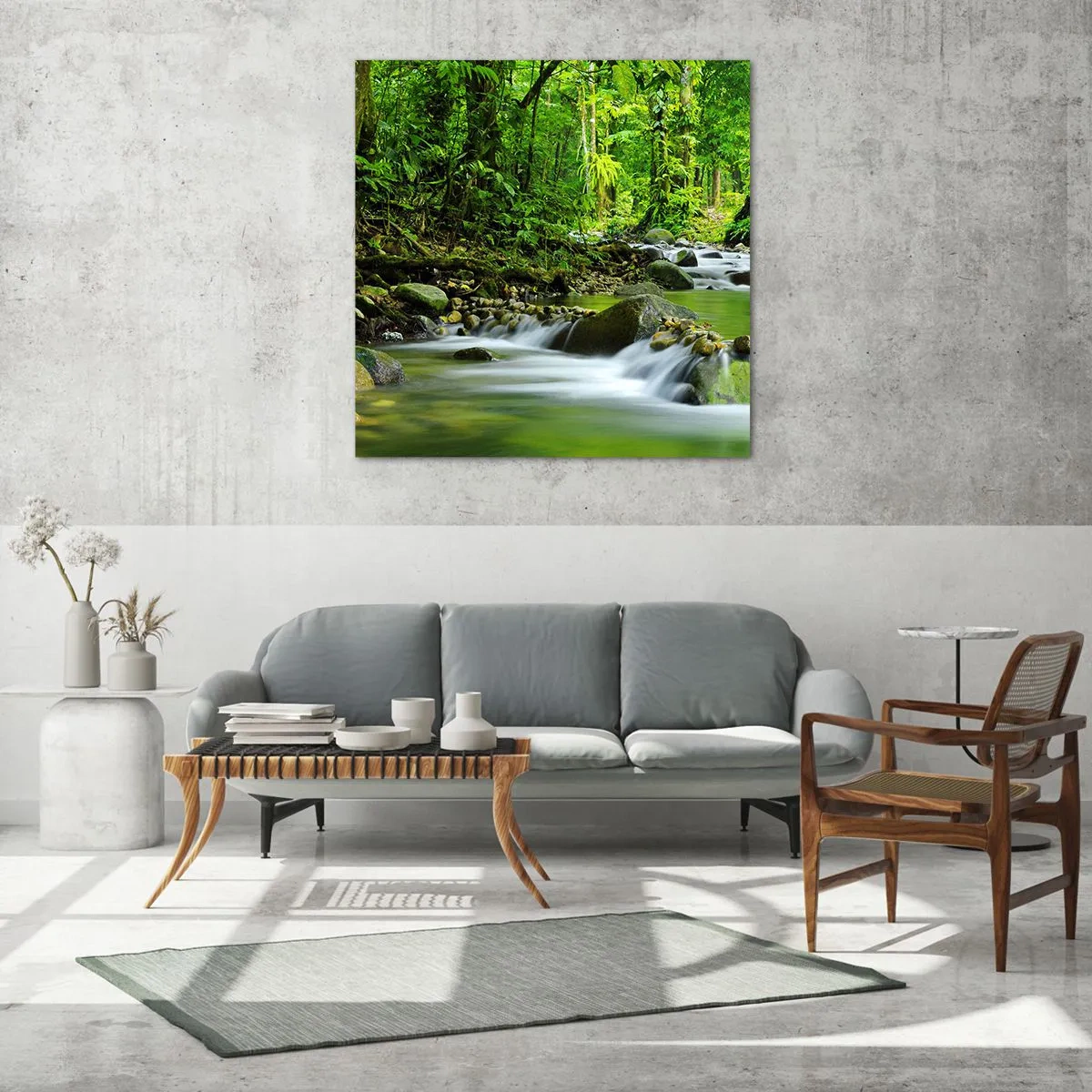 Quadro su vetro - Fluttuando in un mare di verde - 60x60 cm
