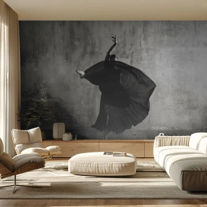 Fotomurali Premium Canvas - Silhouette in bianco e nero di una ballerina in movimento su uno sfondo di muro - 100x70cm - Fasce piene di passione - Decorazione murale moderna per soggiorno e camera da letto ARTTOR