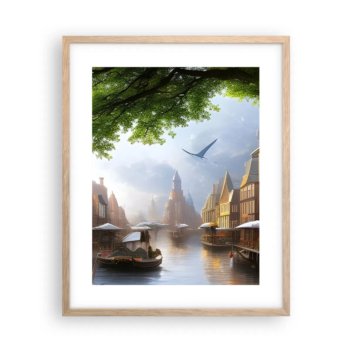 Poster in cornice rovere chiaro - Paesaggio urbano olandese - 40x50 cm