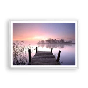 Poster in cornice bianca - Nebbia color lilla - 100x70 cm