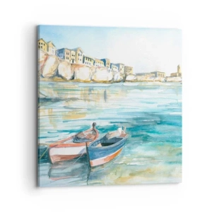 Quadro su tela - Stampe su Tela - Paesaggio in azzurro - 70x70 cm
