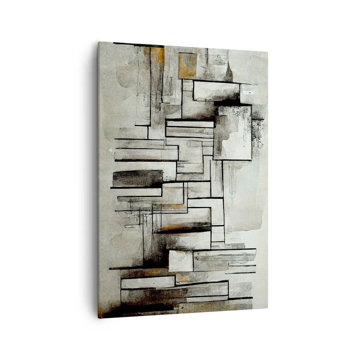 Quadro su tela - Stampe su Tela - Rettangoli astratti nelle tonalità del grigio e del nero - 70x100cm - La forza della semplicità - Decorazione murale moderna per soggiorno e camera da letto ARTTOR