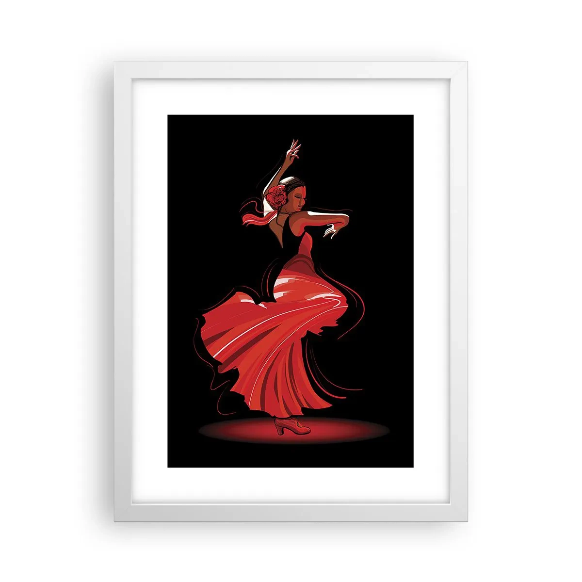 Poster in cornice bianca - Lo spirito focoso del flamenco - 30x40 cm