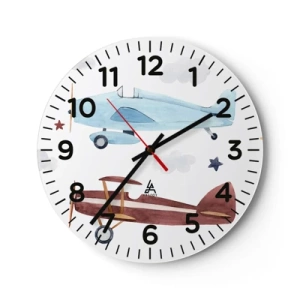 Orologio da parete - Orologio in Vetro - Aspettando il pilota - 30x30 cm
