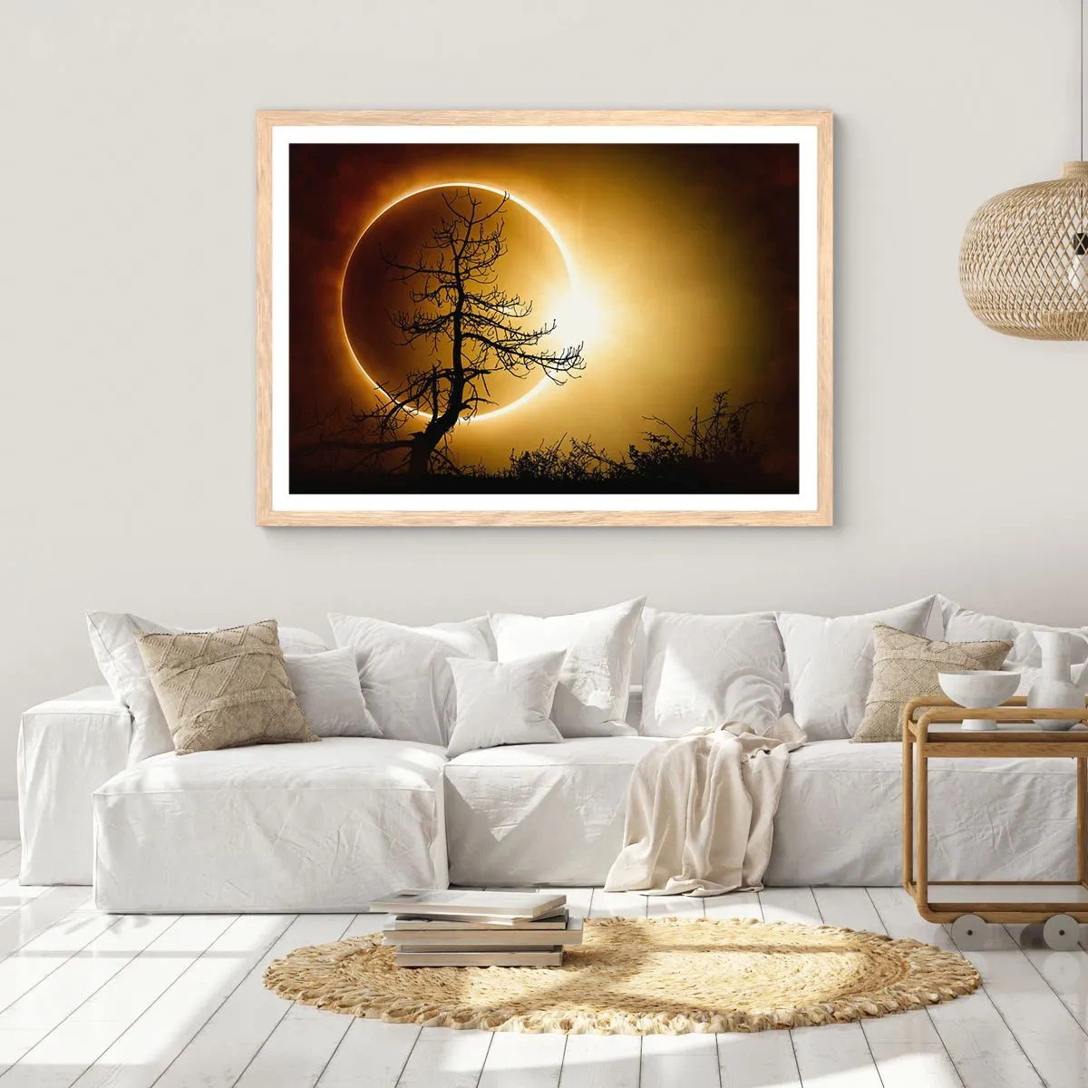 Poster in cornice rovere chiaro - Eclissi totale - 100x70 cm