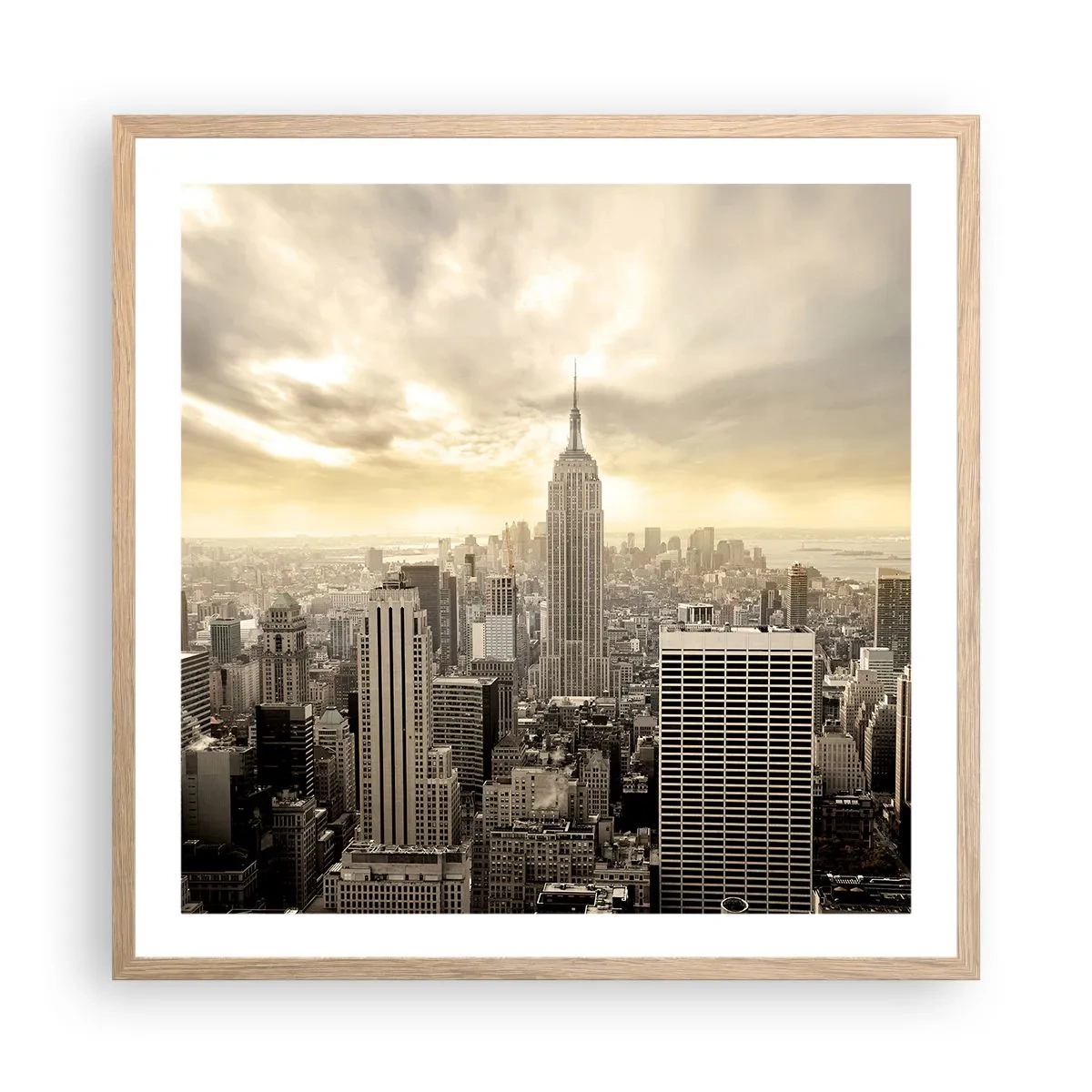 Poster in cornice rovere chiaro - New York in grigio - 60x60 cm