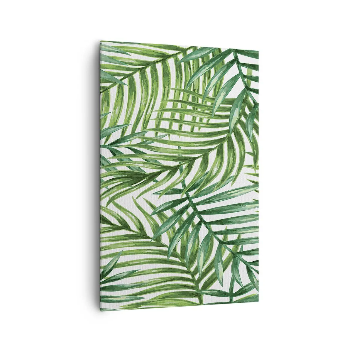 Quadro su tela - Stampe su Tela - Foglie di palma tropicali verdi su sfondo chiaro - 80x120cm - Sotto un baldacchino verde - Decorazione murale moderna per soggiorno e camera da letto ARTTOR