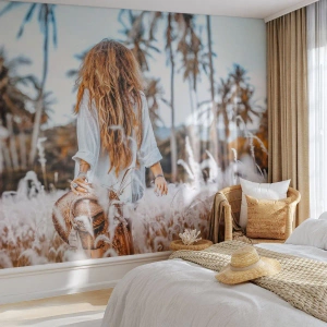 Fotomurali Standard Eco - Nata dalla lanugine dell'erba - Donna, Vintage ▾, Boho - 150x105 cm