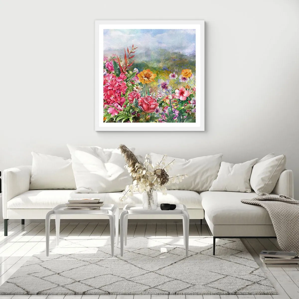 Poster in cornice bianca - Il giardino impazzito - 30x30 cm