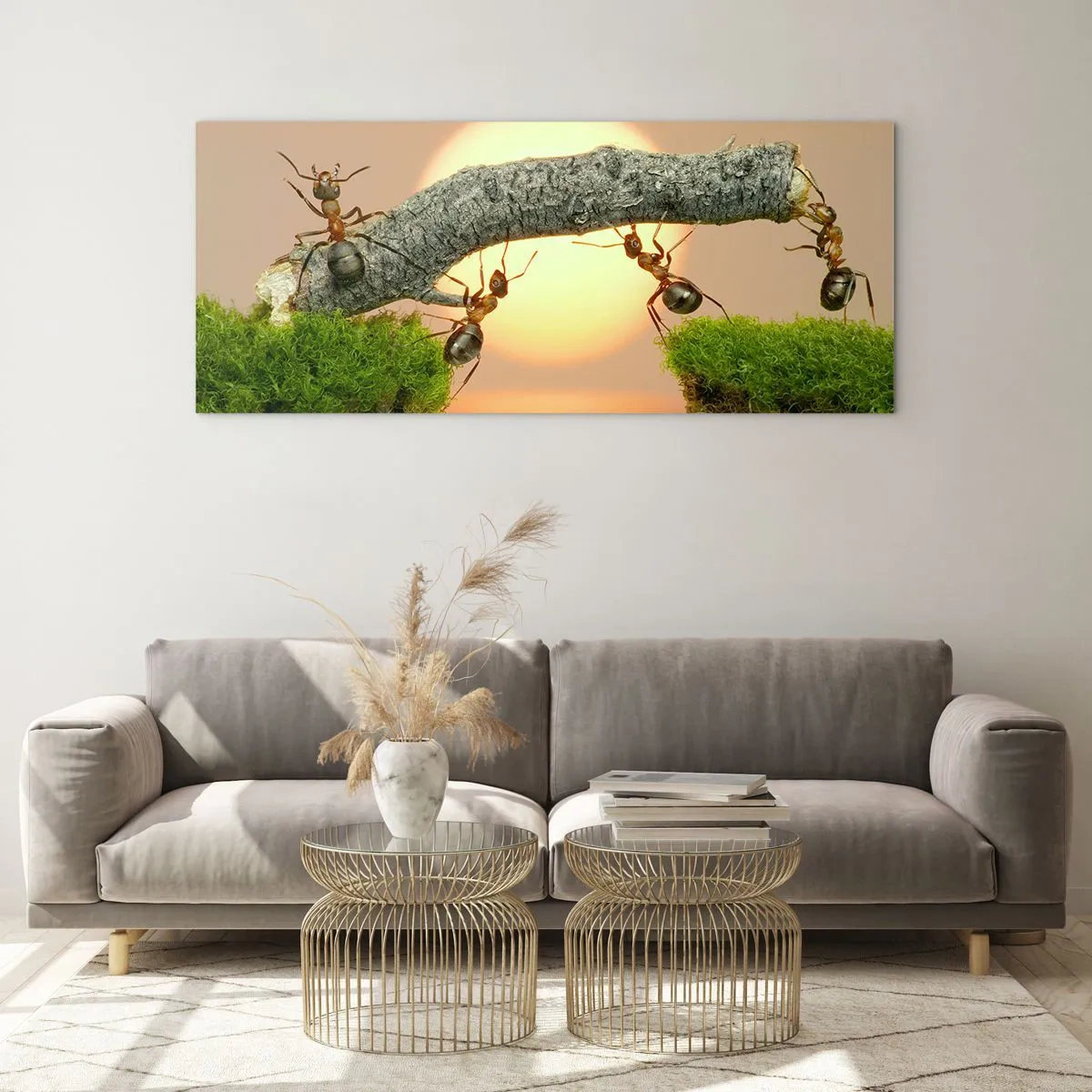 Quadro su vetro - Gioioso lavoro comune - 100x40 cm