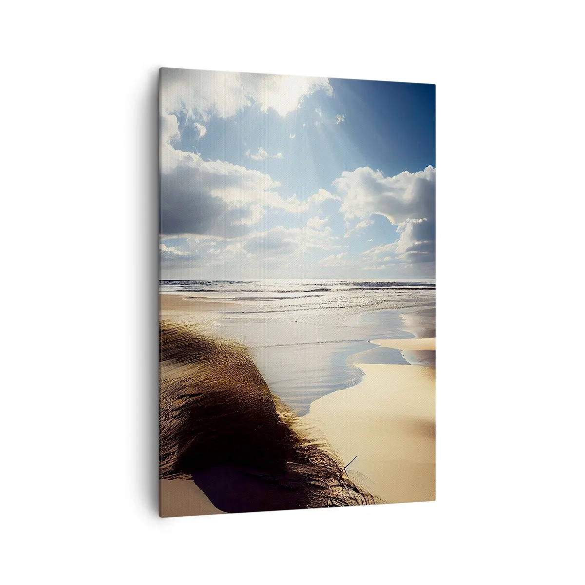 Quadro su tela - Stampe su Tela - Una spiaggia selvaggia con dune e cieli azzurri - 70x100cm - Spiaggia incontaminata - Decorazione murale moderna per soggiorno e camera da letto ARTTOR
