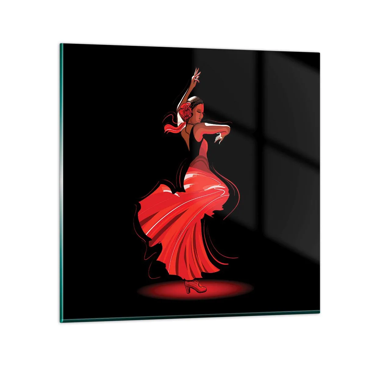Quadro su vetro - Lo spirito focoso del flamenco - 40x40 cm