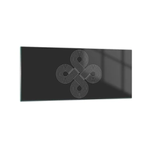 Quadro su vetro - Motivo celtico in stile minimalista su sfondo nero - 120x50cm - Nello spirito celtico - Decorazione murale moderna per soggiorno e camera da letto ARTTOR