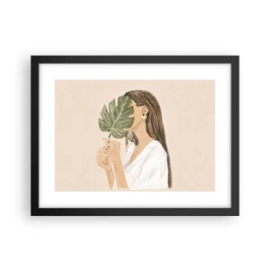 Poster in cornice nera - Misterioso ritratto con ventaglio - 40x30 cm