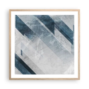Poster in cornice rovere chiaro - Composizione spaziale: movimento in grigio - 60x60 cm
