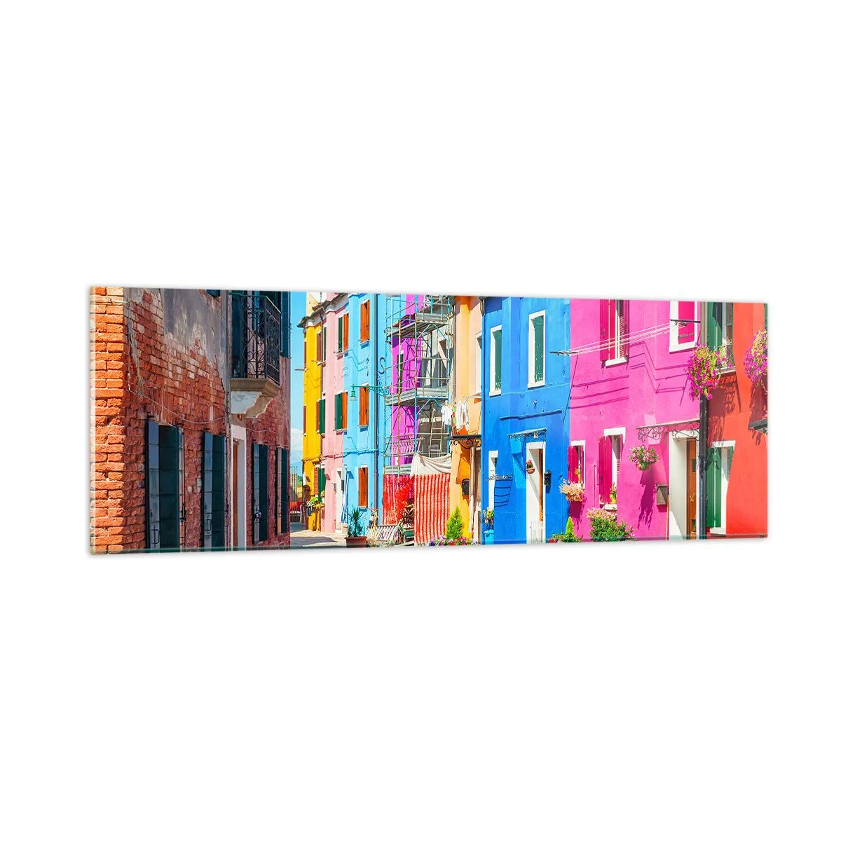 Quadro su vetro - La cittadina dei pappagalli - 90x30 cm