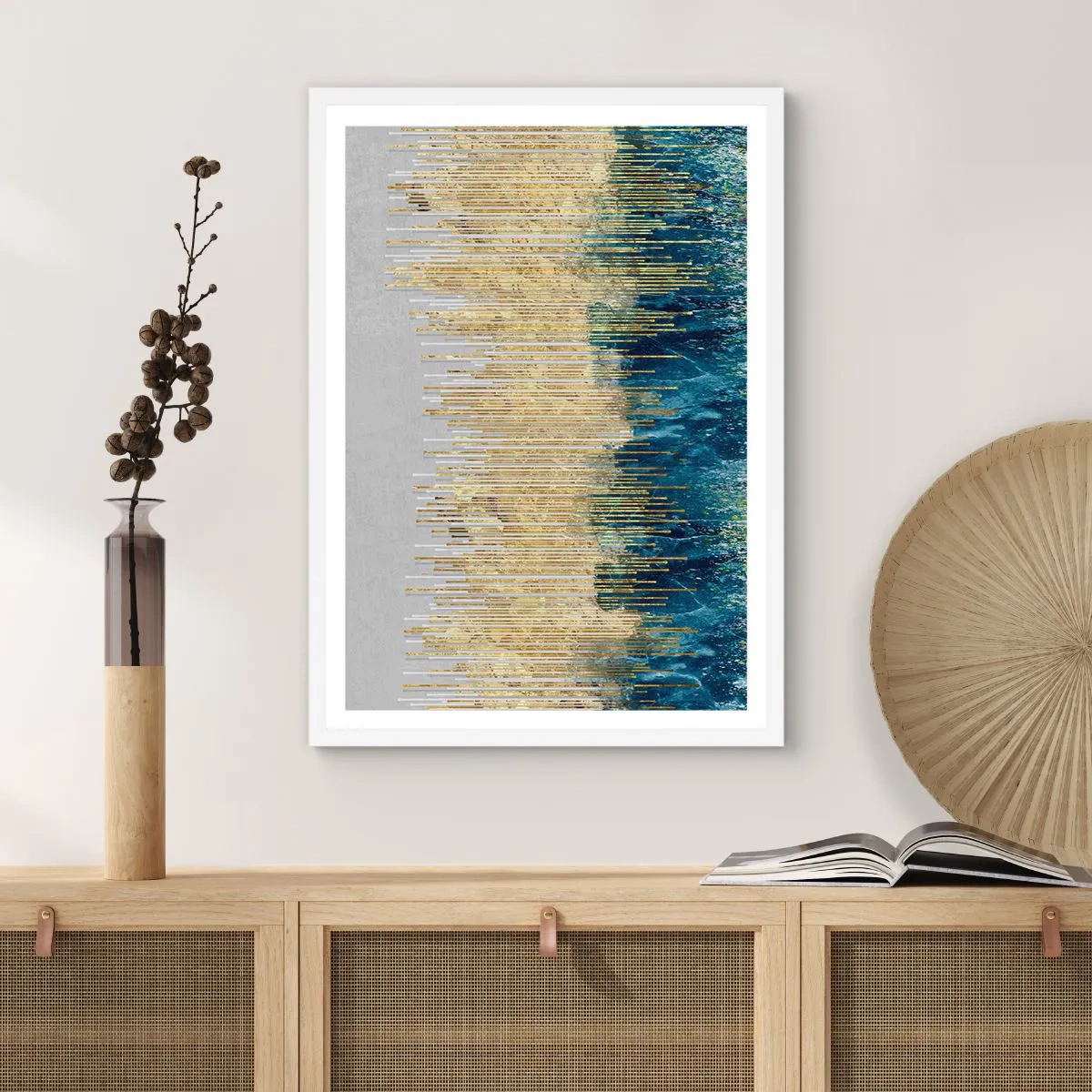 Poster in cornice bianca - Confine dorato - 30x40 cm