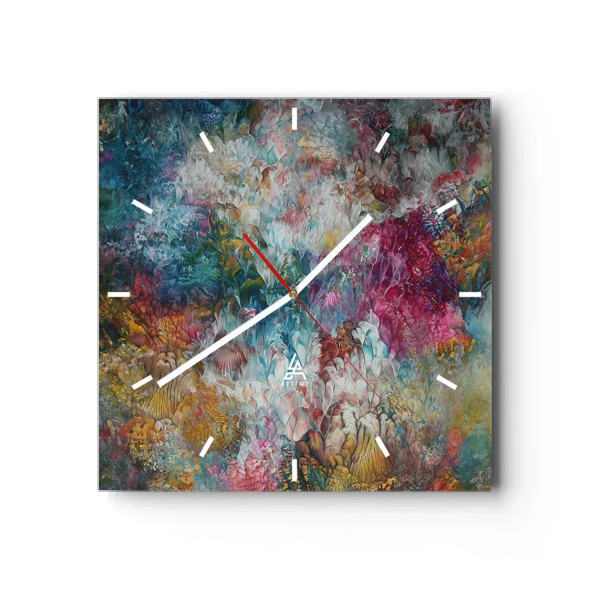 Orologio da parete - Orologio in Vetro - In piena fioritura - 40x40 cm