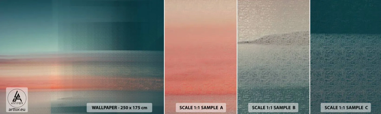 Campione di Fotomurale Adesivo Deluxe Sticker - Astrazione: onde di luce - Acqua, Cielo, Minimalismo - 100x30 cm