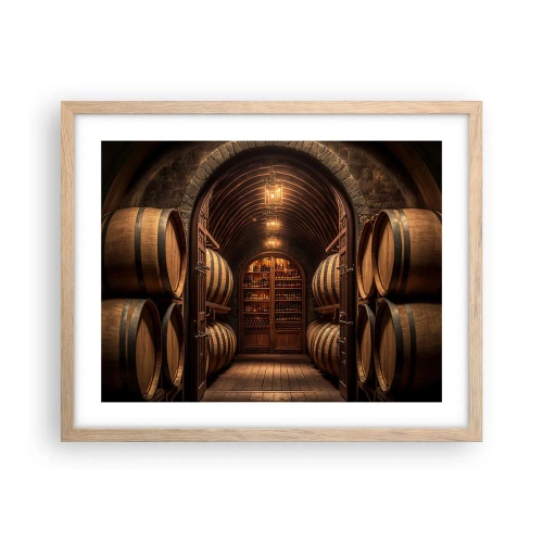 Poster in cornice rovere chiaro - L'atmosfera della cantina - 50x40 cm