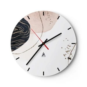 Orologio da parete - Orologio in Vetro - Motivo astratto con accenti rosa, neri e dorati - 30x30cm - Tutto scorre - Decorazione murale moderna per soggiorno, cucina e camera da letto ARTTOR