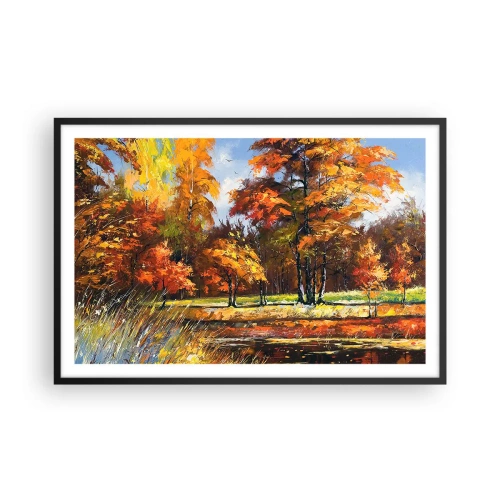 Poster in cornice nera - Paesaggio in oro e marrone - 91x61 cm