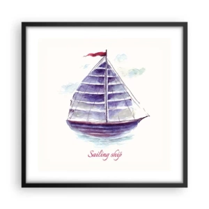 Poster in cornice nera - Gonfie vele e mare calmo - 50x50 cm