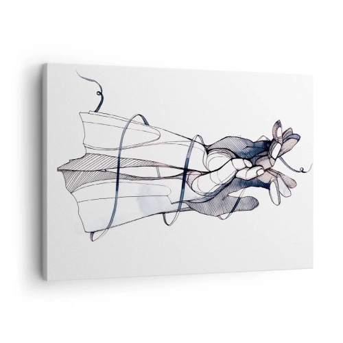 Quadro su tela - Stampe su Tela - Un disegno sottile di una mano con un fiore delicato - 70x50cm - Studio del tocco - Decorazione murale moderna per soggiorno e camera da letto ARTTOR