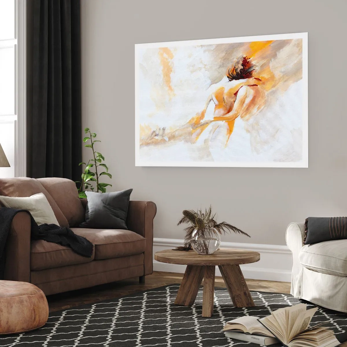 Poster - Scena astratta di un abbraccio romantico - 100x70cm - Nel cielo dell'intimità - Decorazione murale moderna per soggiorno e camera da letto ARTTOR