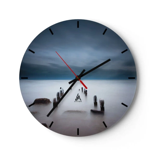 Orologio da parete - Orologio in Vetro - Paesaggio in bianco e nero con un albero solitario - 30x30cm - Lago pensieroso - Decorazione murale moderna per soggiorno, cucina e camera da letto ARTTOR