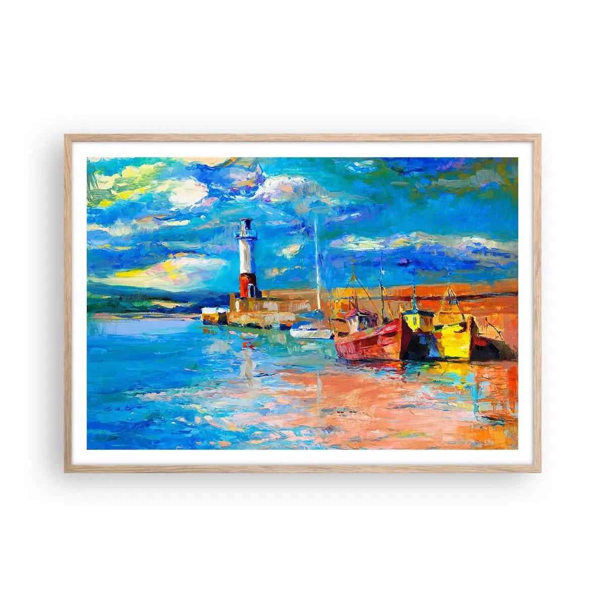 Poster in cornice rovere chiaro - Pomeriggio nell'insenatura multicolore - 100x70 cm