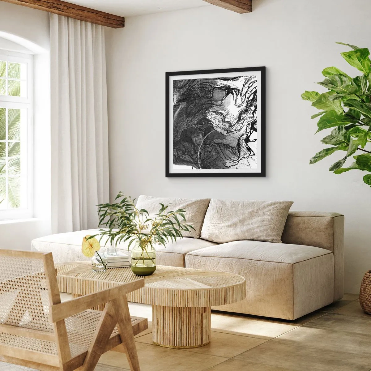 Poster in cornice nera - Aggrovigliata nei sogni - 50x50 cm