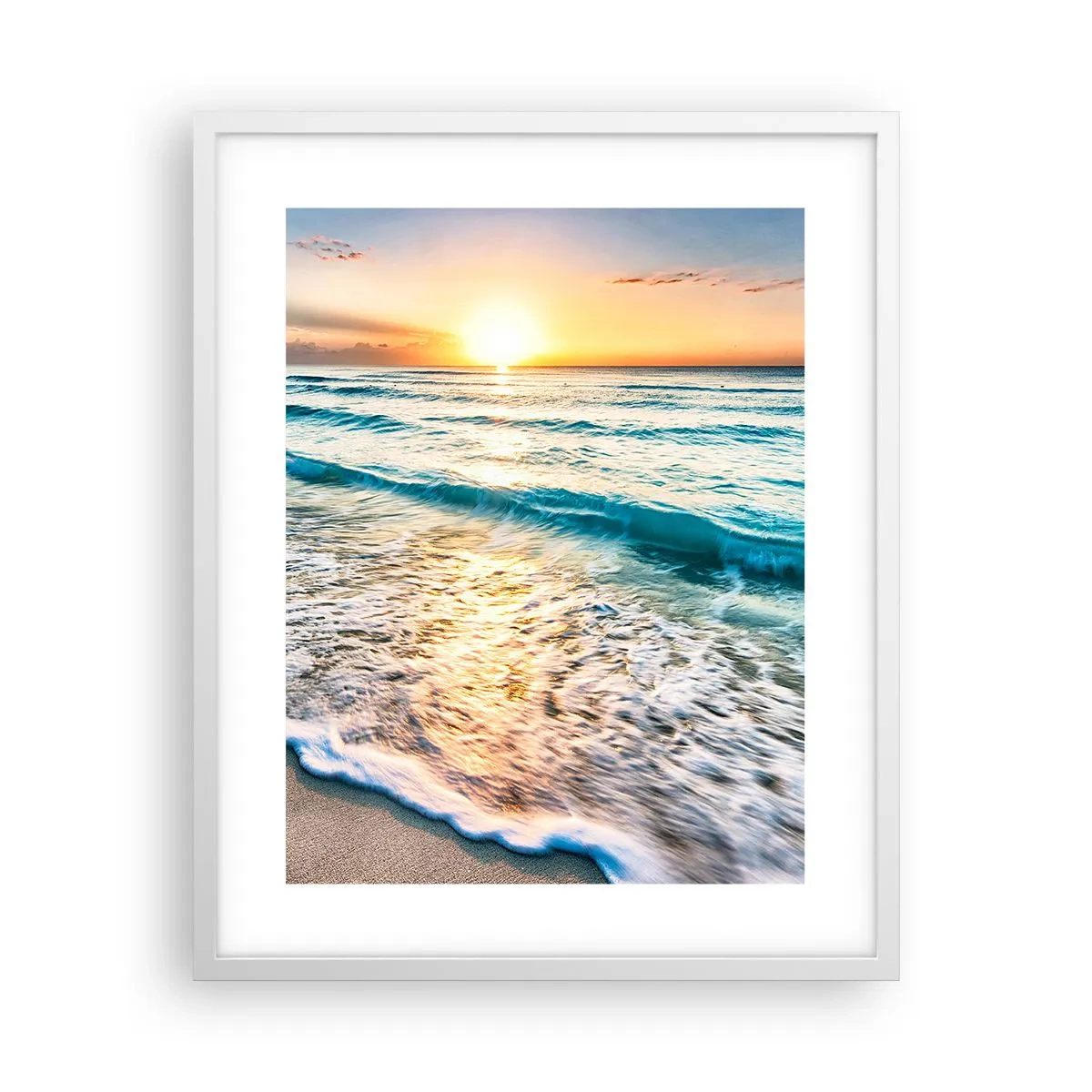 Poster in cornice bianca - Tramonto sul mare - 40x50 cm