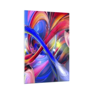 Quadro su vetro - Composizioni geometriche astratte e colorate in forme dinamiche - 70x100cm - La danza dei colori - Decorazione murale moderna per soggiorno e camera da letto ARTTOR