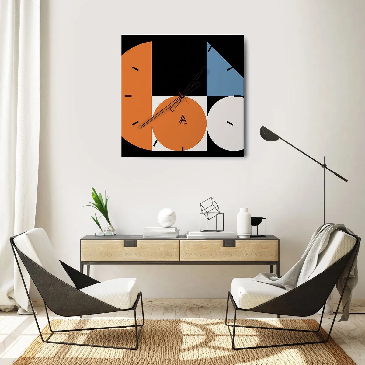 Orologio da parete - Orologio in Vetro - Composizione di figure - 30x30 cm