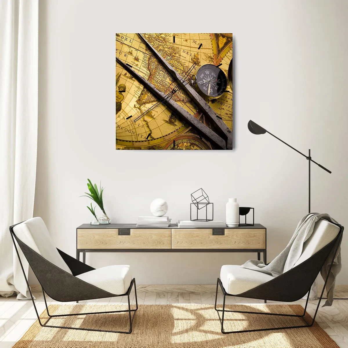 Orologio da parete - Orologio in Vetro - Dove sono questi tesori? - 40x40 cm