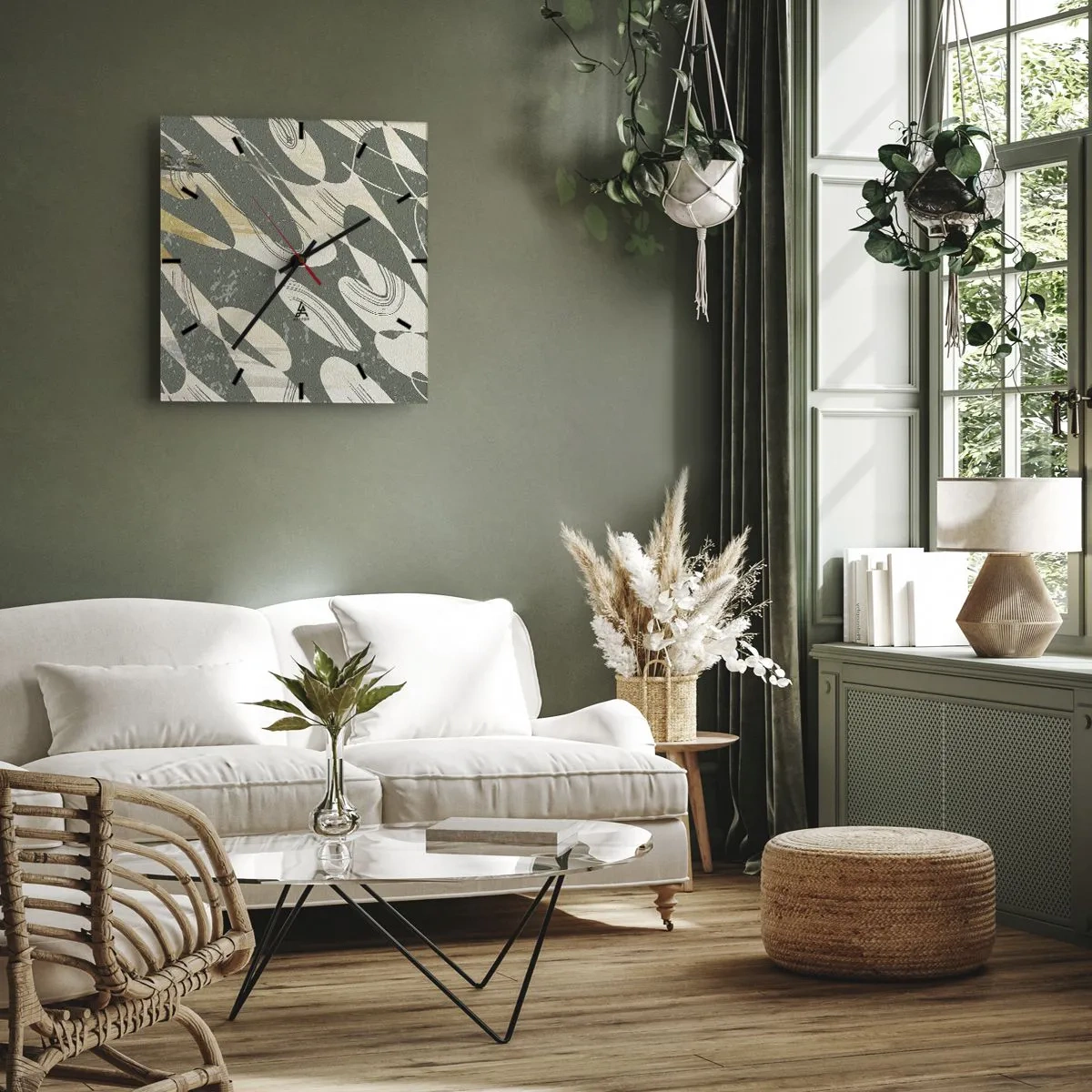 Orologio da parete - Orologio in Vetro - Astrazione ritmica - 40x40 cm